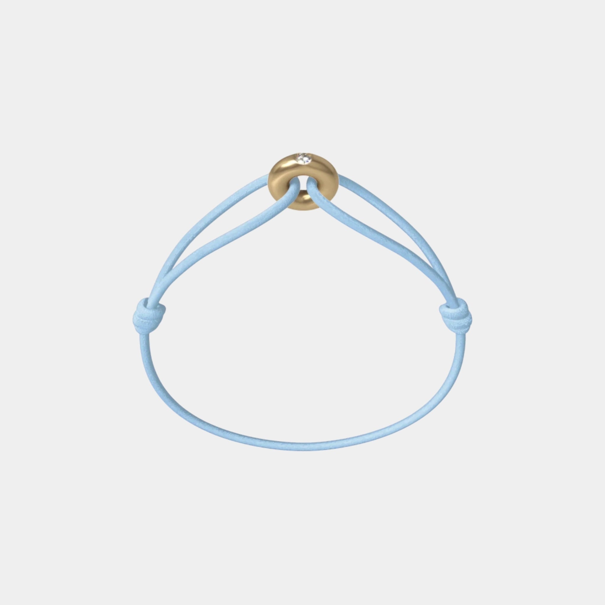 Wecord Mini Golden Soho Diamond Cord Bracelet, Light Blue