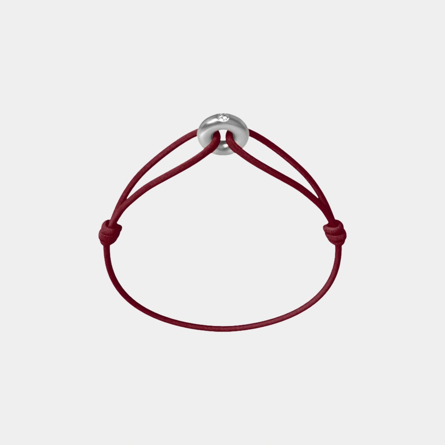 Wecord Mini Silver Soho Diamond Cord Bracelet, Burgundy