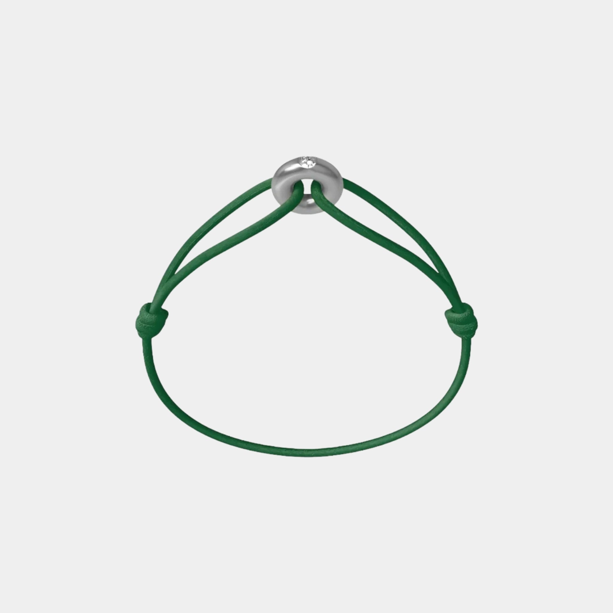 Wecord Mini Silver Soho Diamond Cord Bracelet, Green