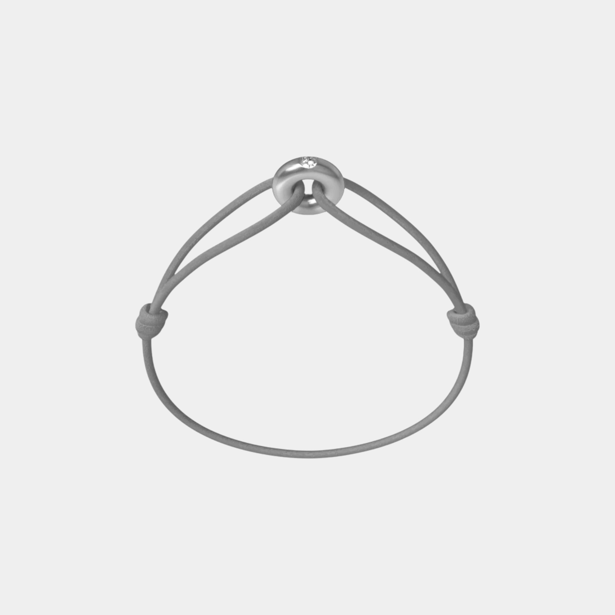 Wecord Mini Silver Soho Diamond Cord Bracelet, Grey