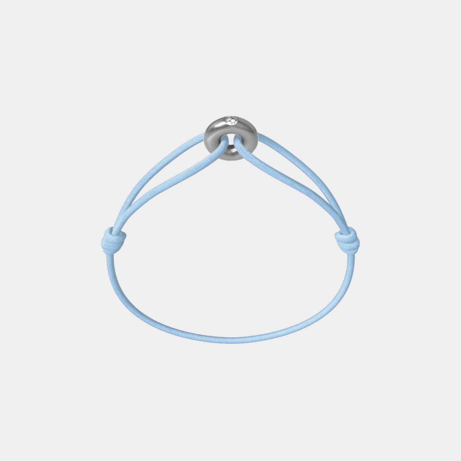 Wecord Mini Silver Soho Diamond Cord Bracelet, Light Blue