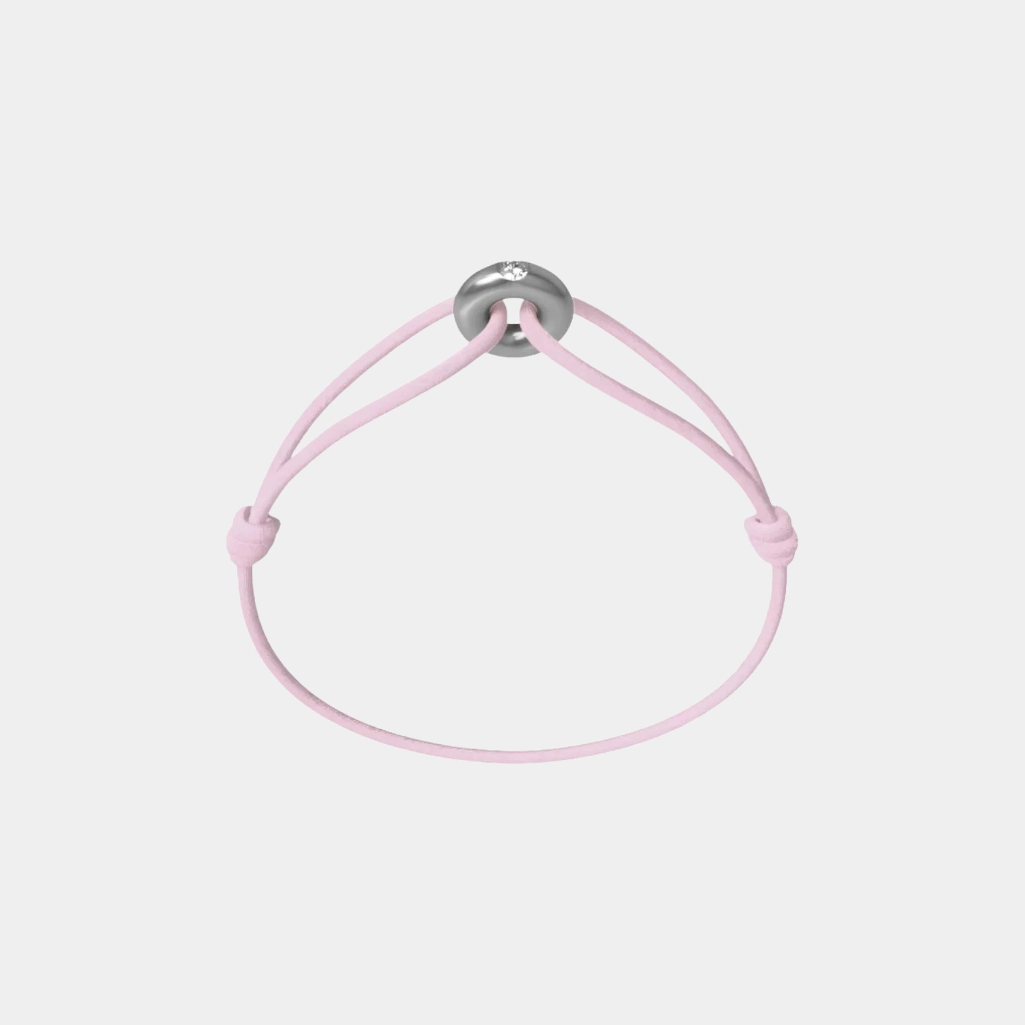 Wecord Mini Silver Soho Diamond Cord Bracelet, Light Pink