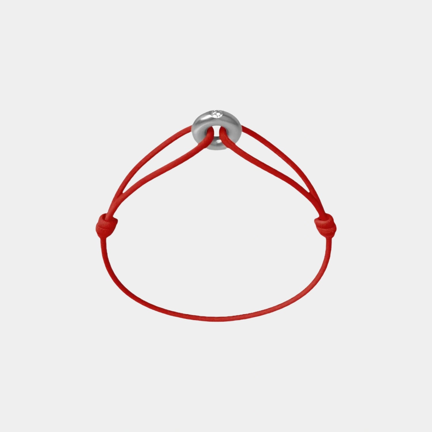 Wecord Mini Silver Soho Diamond Cord Bracelet, Red