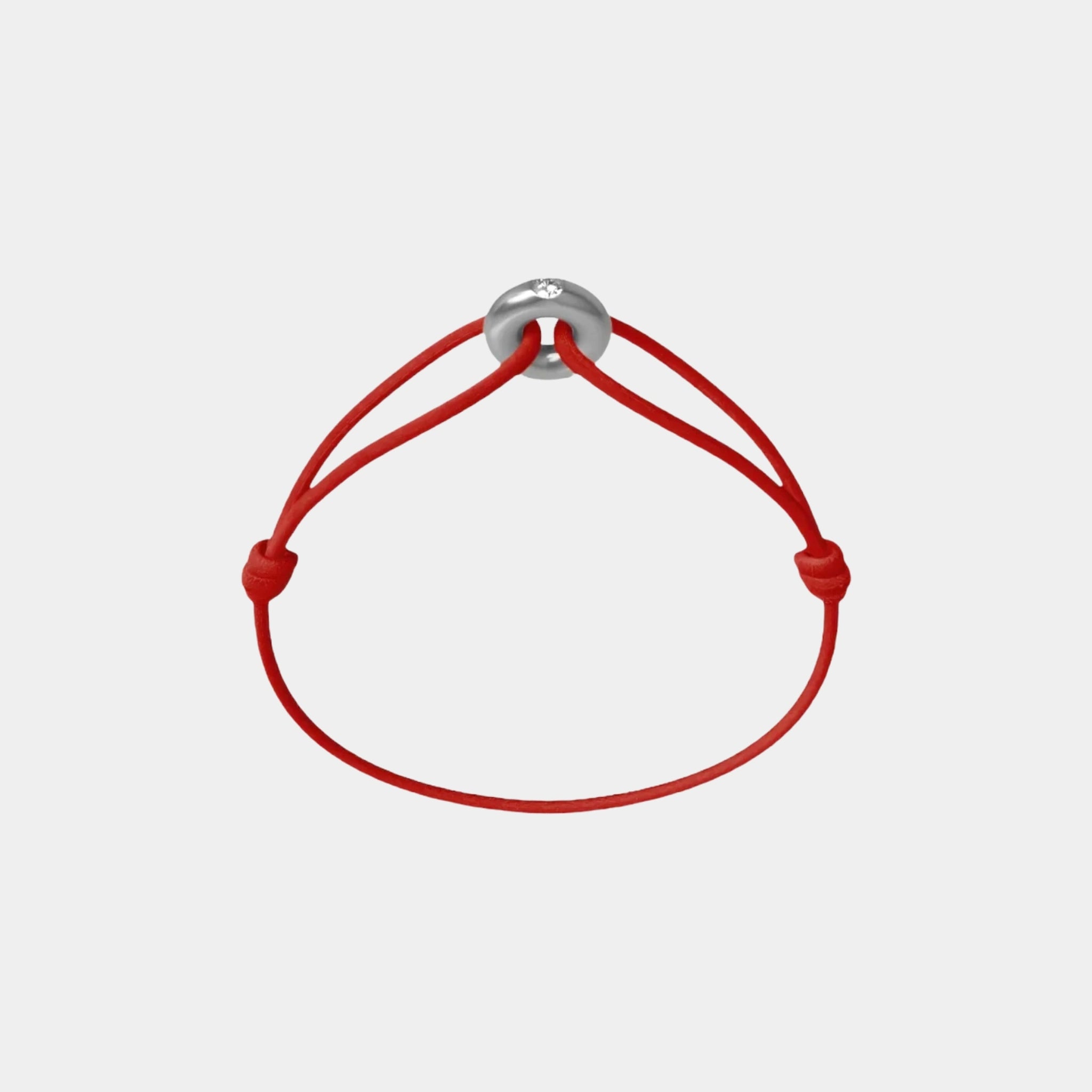 Wecord Mini Silver Soho Diamond Cord Bracelet, Red