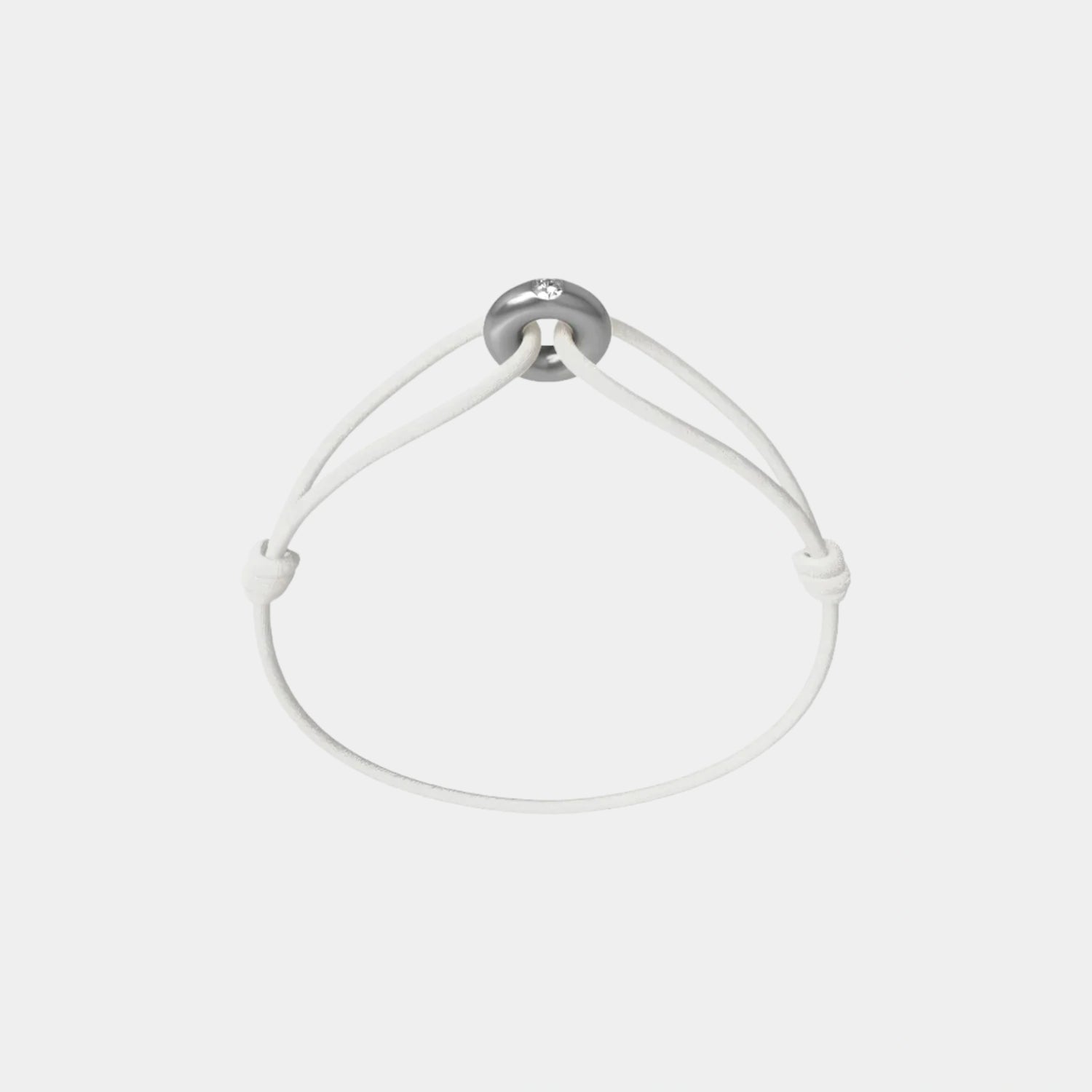 Wecord Mini Silver Soho Diamond Cord Bracelet, White