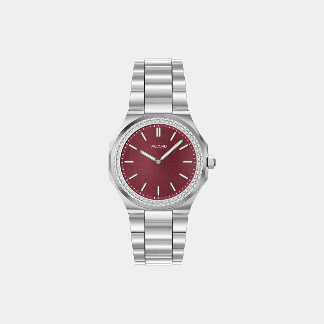 Wecord Oliver Watch Small Model With Diamonds, Burgundy