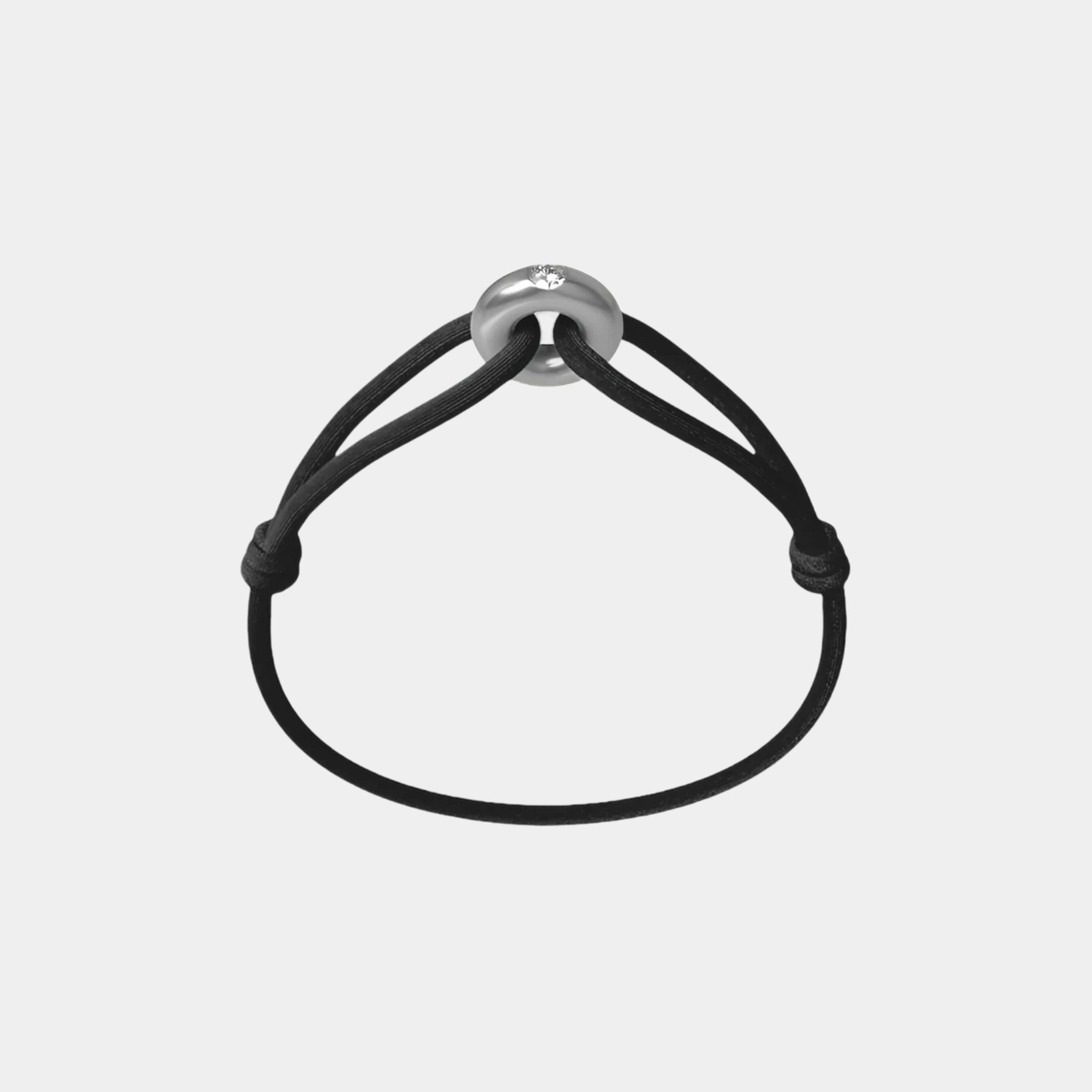 Wecord Silver Soho Diamond Cord Bracelet, Black