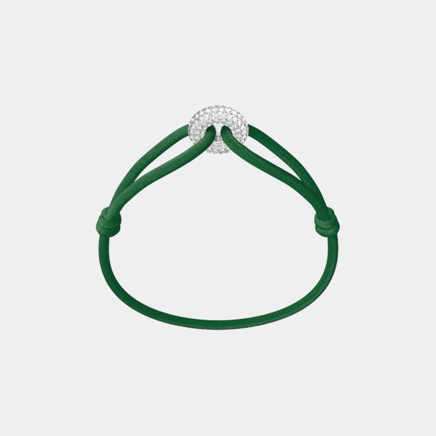 Wecord Silver Soho Pave Cord Bracelet, Green