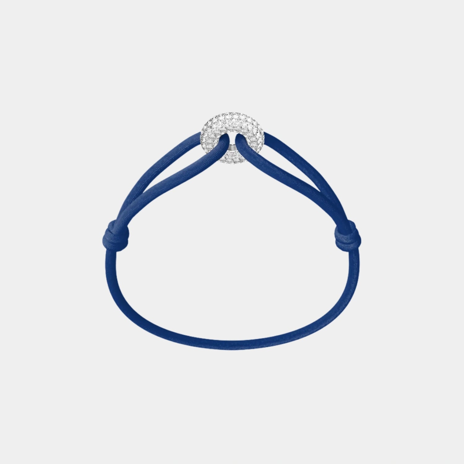 Wecord Silver Soho Pave Cord Bracelet, Navy Blue