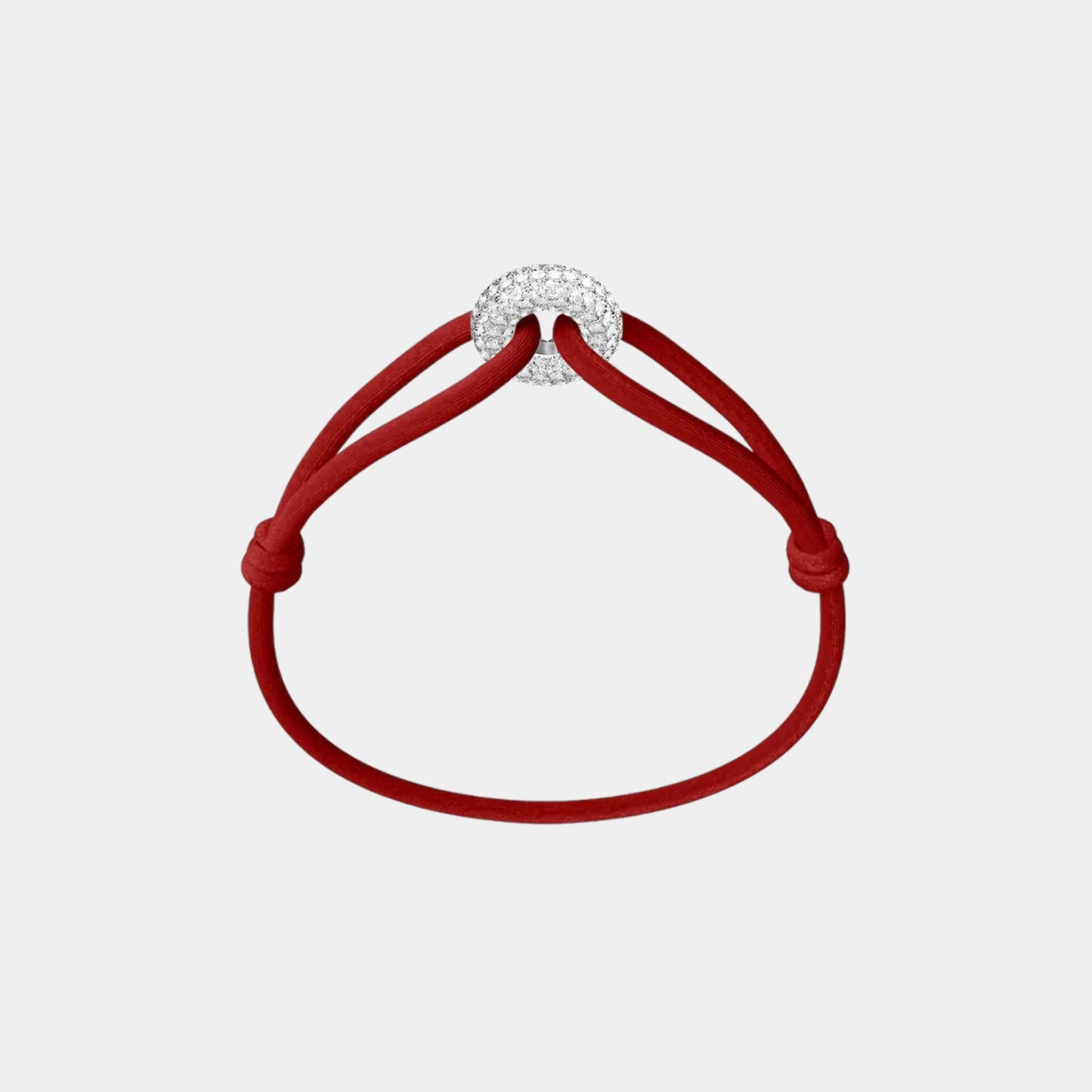 Wecord Silver Soho Pave Cord Bracelet, Red