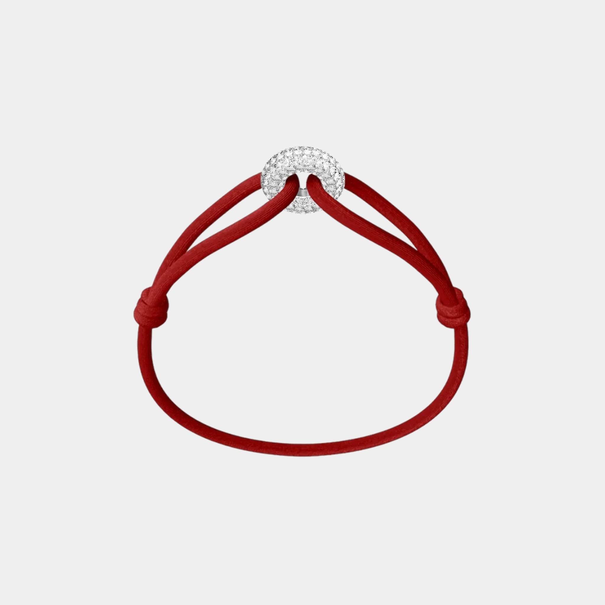 Wecord Silver Soho Pave Cord Bracelet, Red