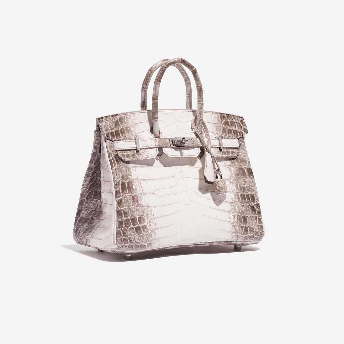 Birkin 25 Niloticus Crocodile Himalaya Blanc