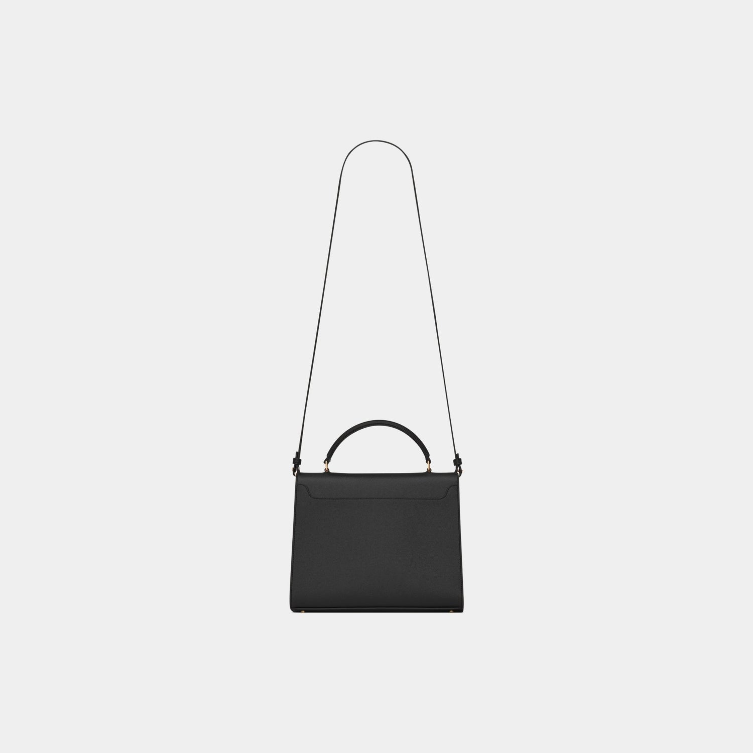 Yves Saint Laurent Cassandra Medium Top Handle Bag In Grain De Poudre, Black, Back