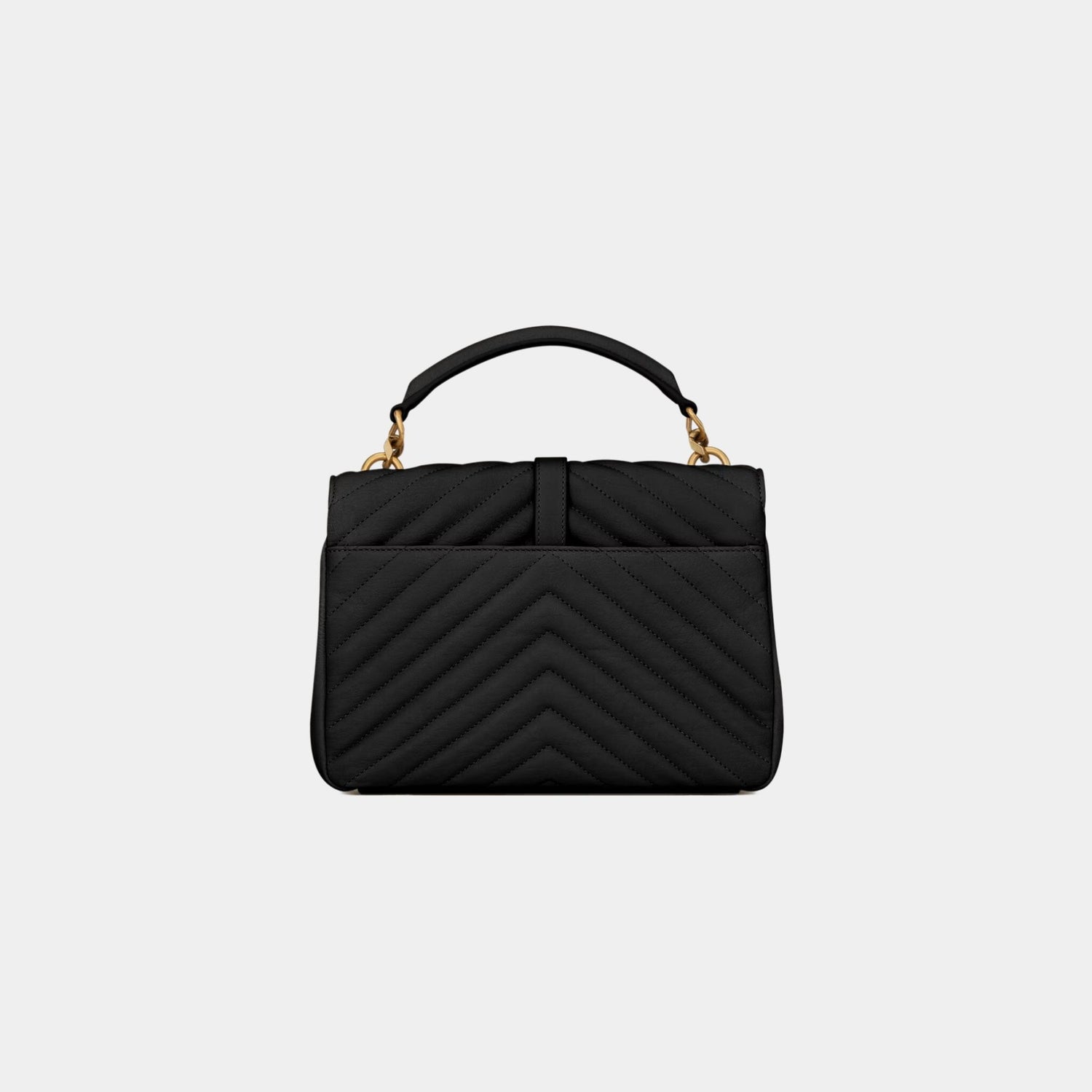 Yves Saint Laurent College Medium In Quilted Leather Bronze Hardware, Black, Back