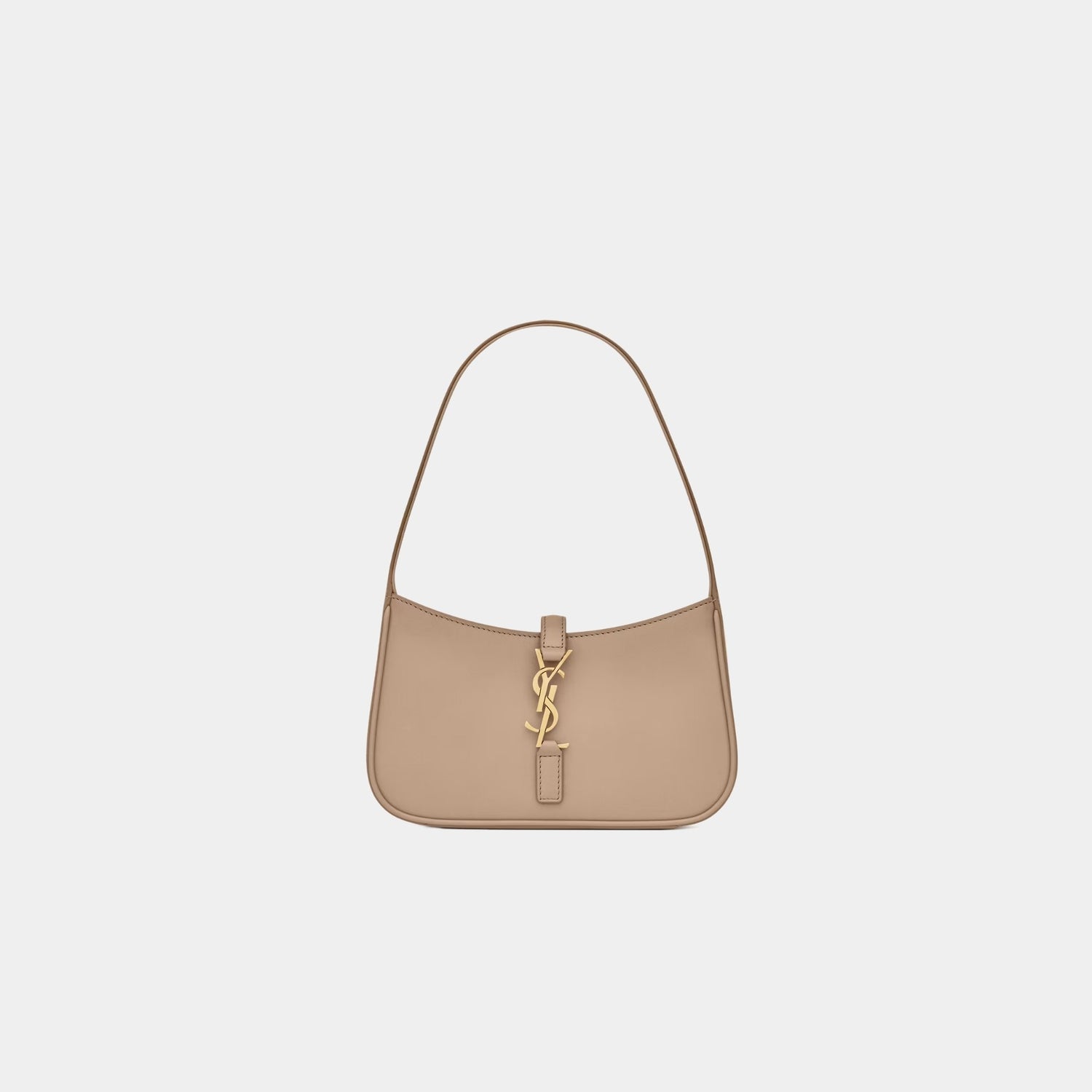 Yves Saint Laurent Mini Le 5 A 7 In Smooth Leather, Dark Beige, Front
