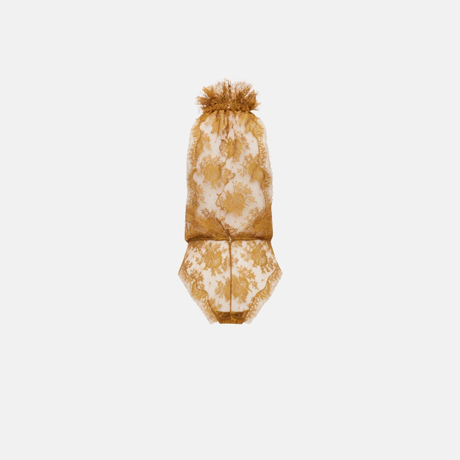 Yves Saint Laurent Bodysuit In Lace, Ocre, Back