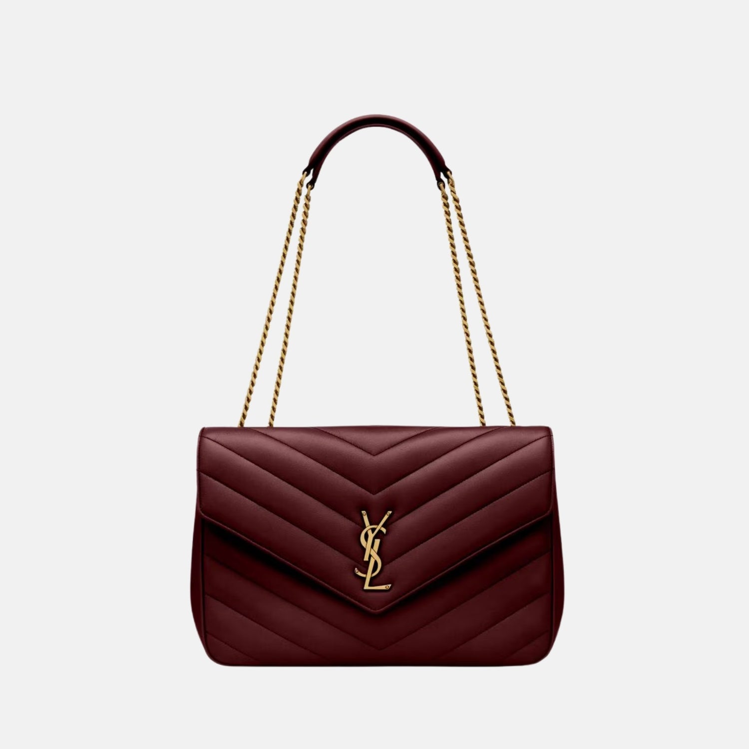 Yves Saint Laurent Loulou Large In Matelasse Lambskin, Rouge, Front