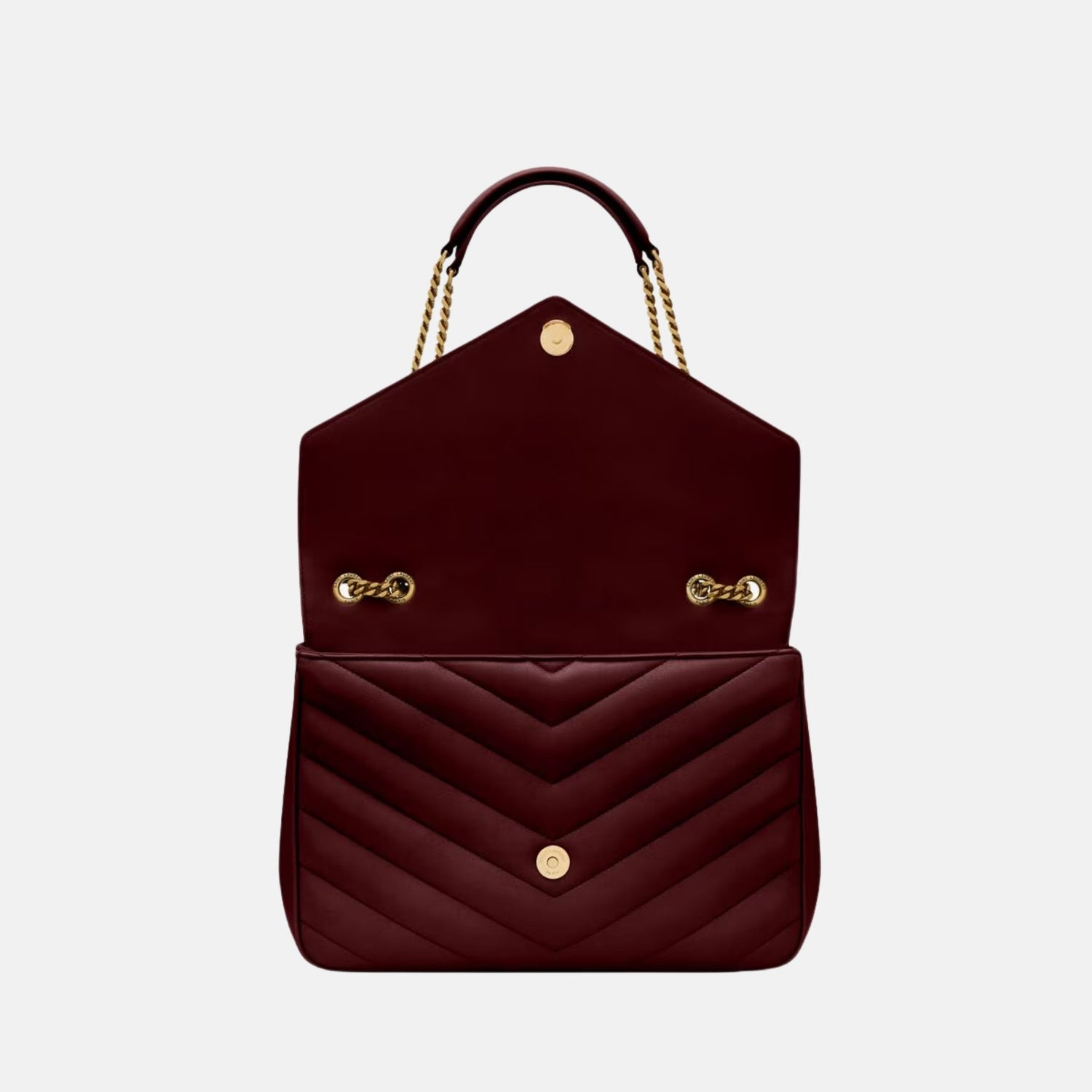 Yves Saint Laurent Loulou Large In Matelasse Lambskin, Rouge, Open