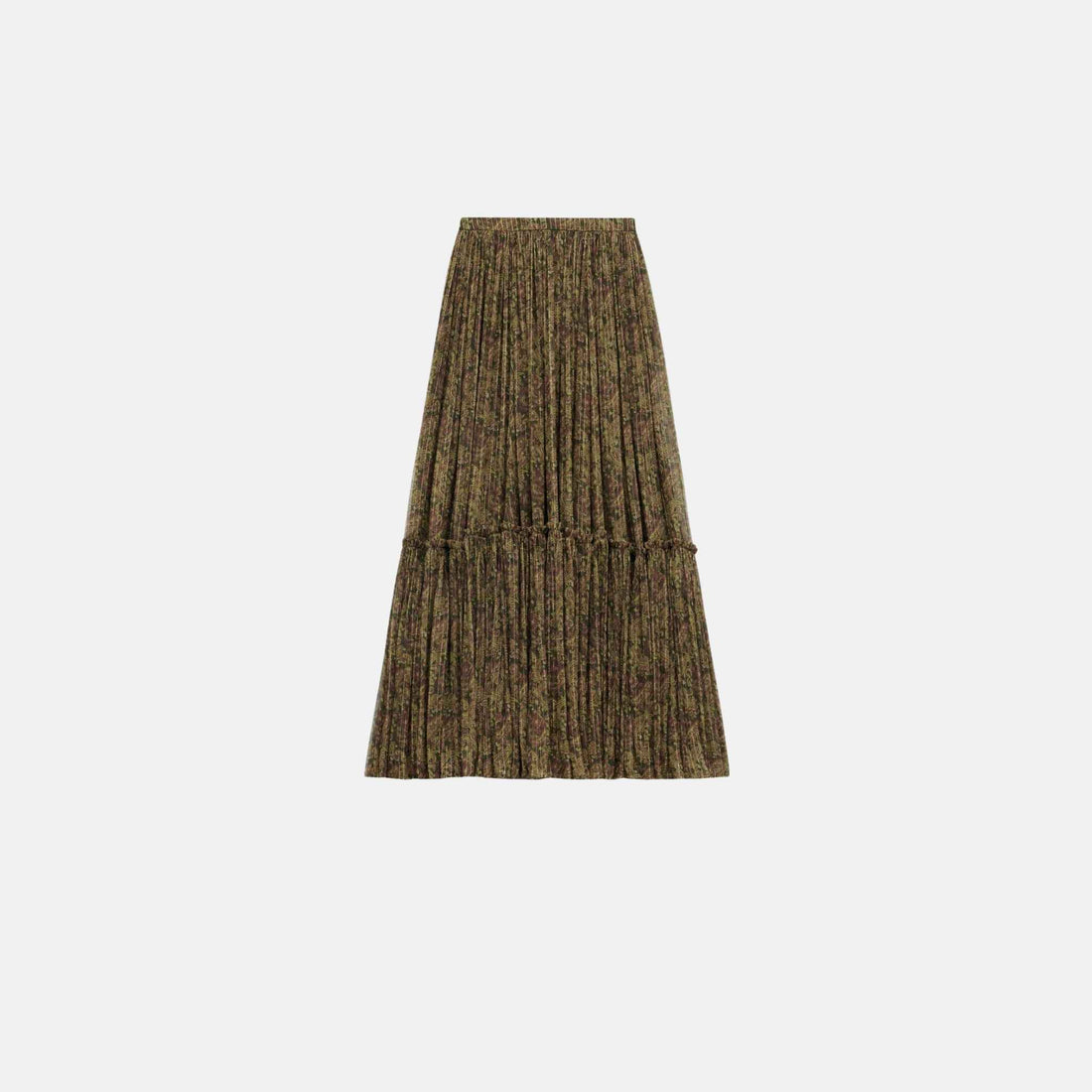 Yves Saint Laurent Ruffled Skirt In Lurex Paisley Silk, Front