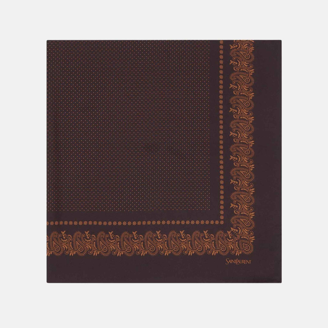 Yves Saint Laurent Square Scarf In Dotted Paisley Silk Twill, Fold