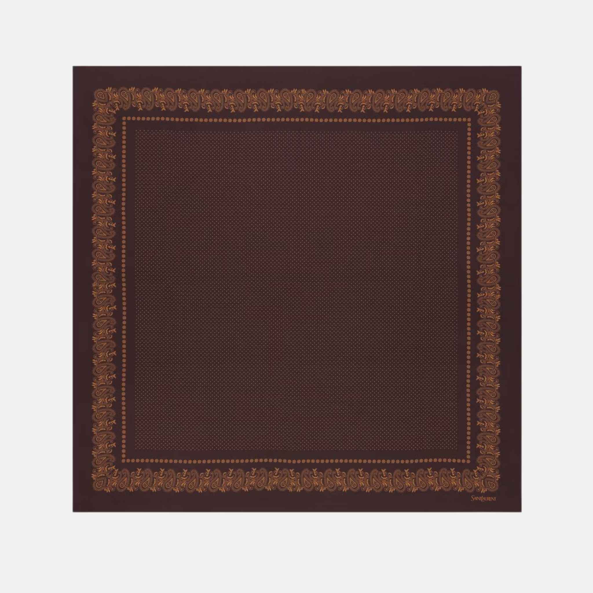 Yves Saint Laurent Square Scarf In Dotted Paisley Silk Twill, Full