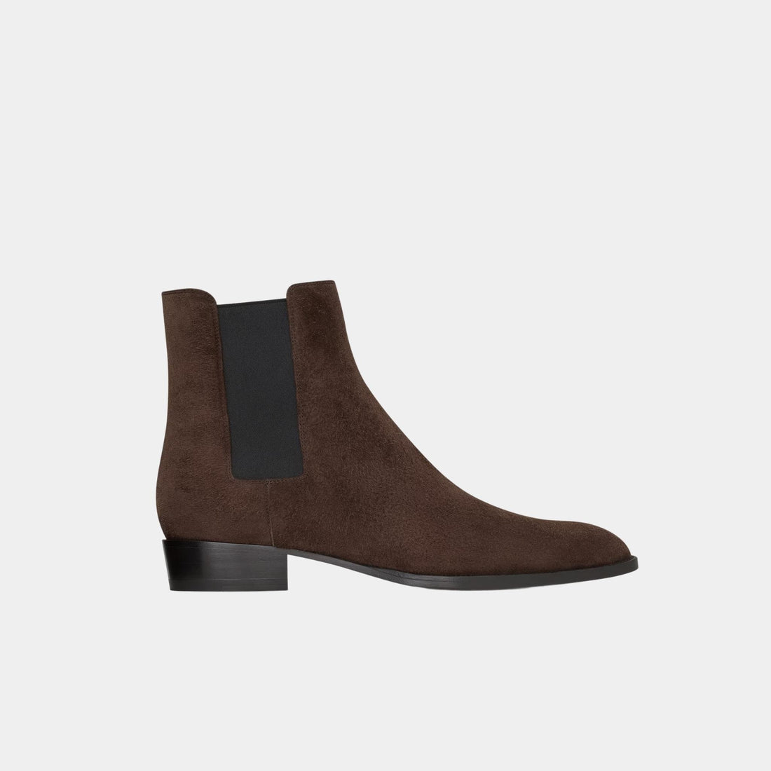 Yves Saint Laurent Wyatt Chelsea Boots in Dark Chocolate Suede, Side