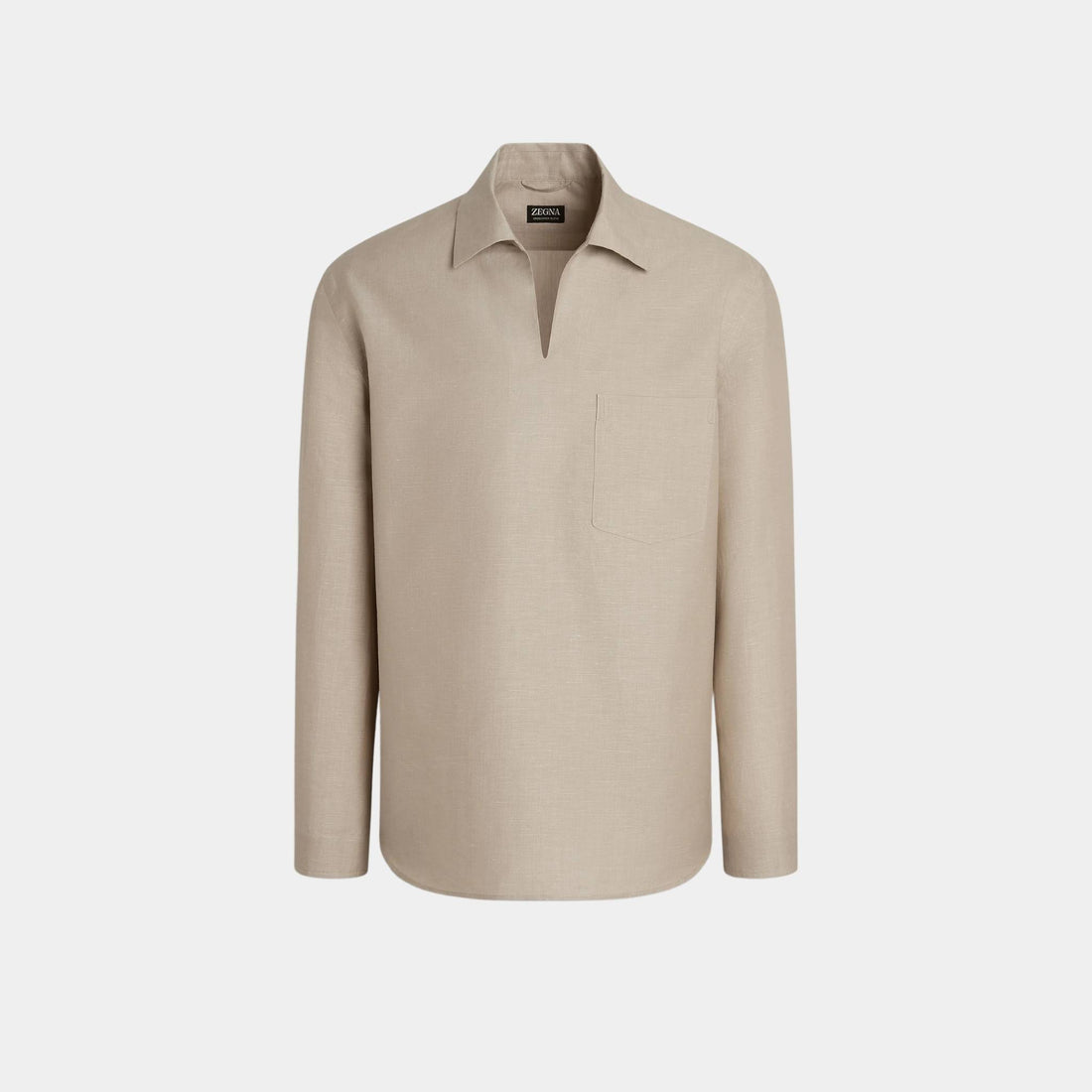 Zegna Crossover Blend Light Taupe Polo Shirt, Front