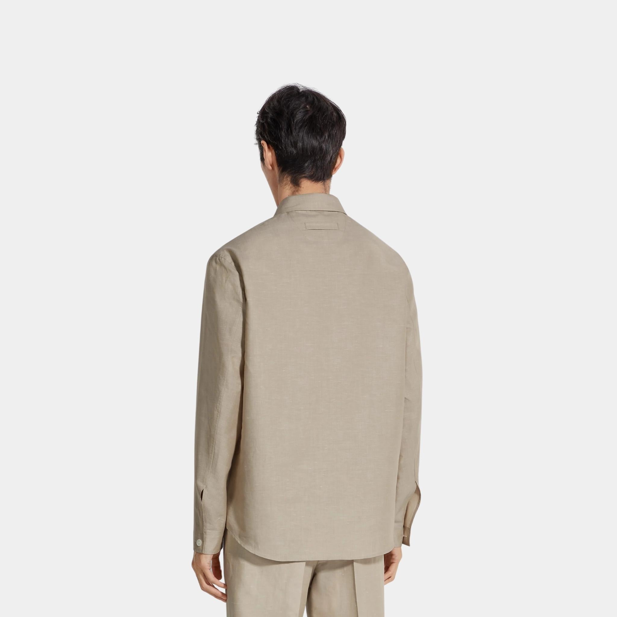 Zegna Crossover Blend Light Taupe Polo Shirt, Model, Back