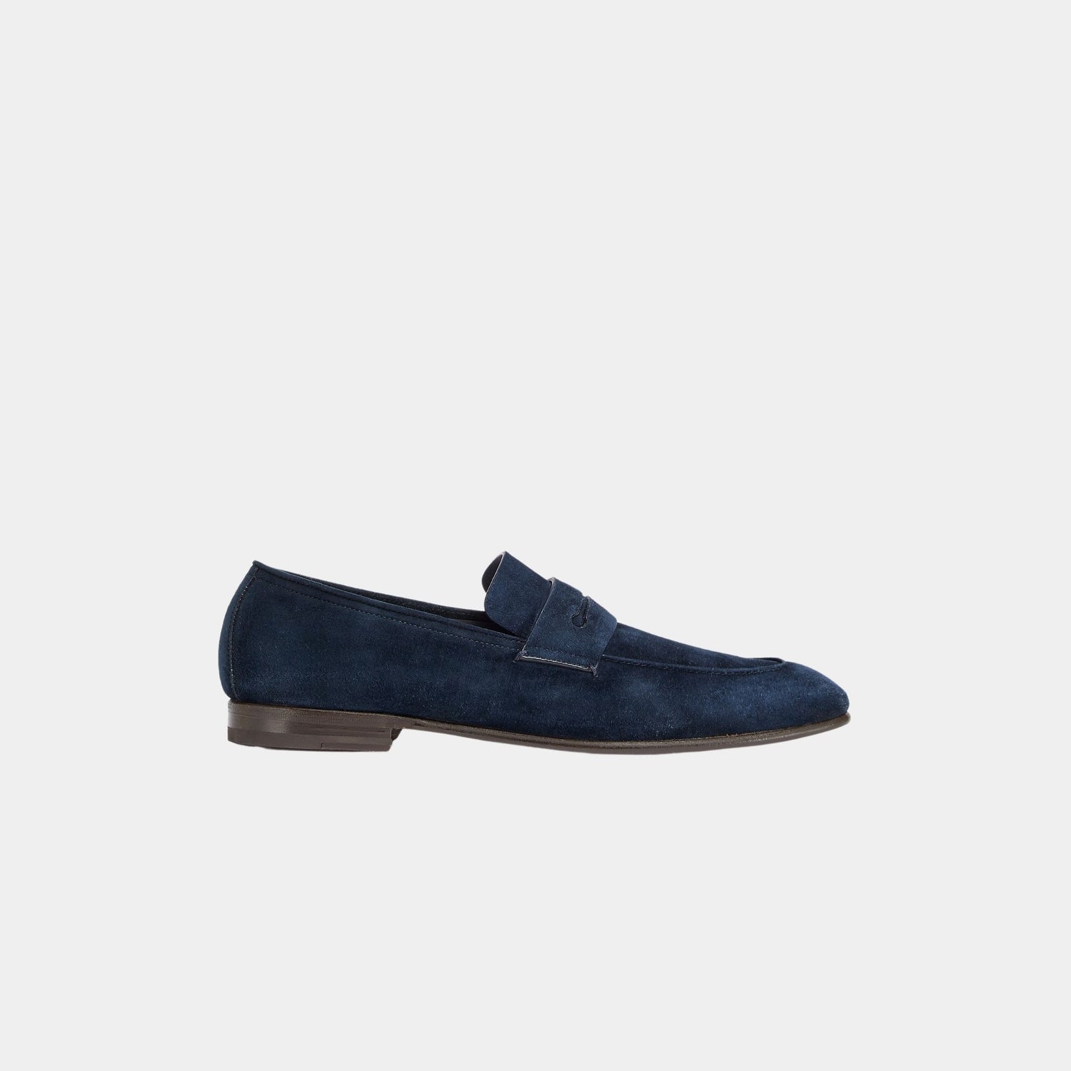 Zegna LAsola Suede Loafers, Navy Blue, Side