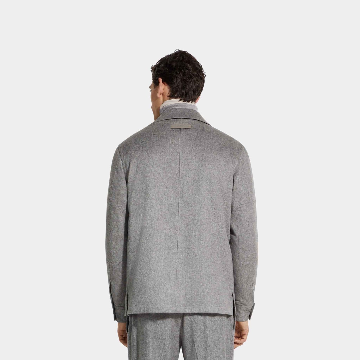 Zegna Oasi Cashmere Alba Grey Overshirt, Model, Back