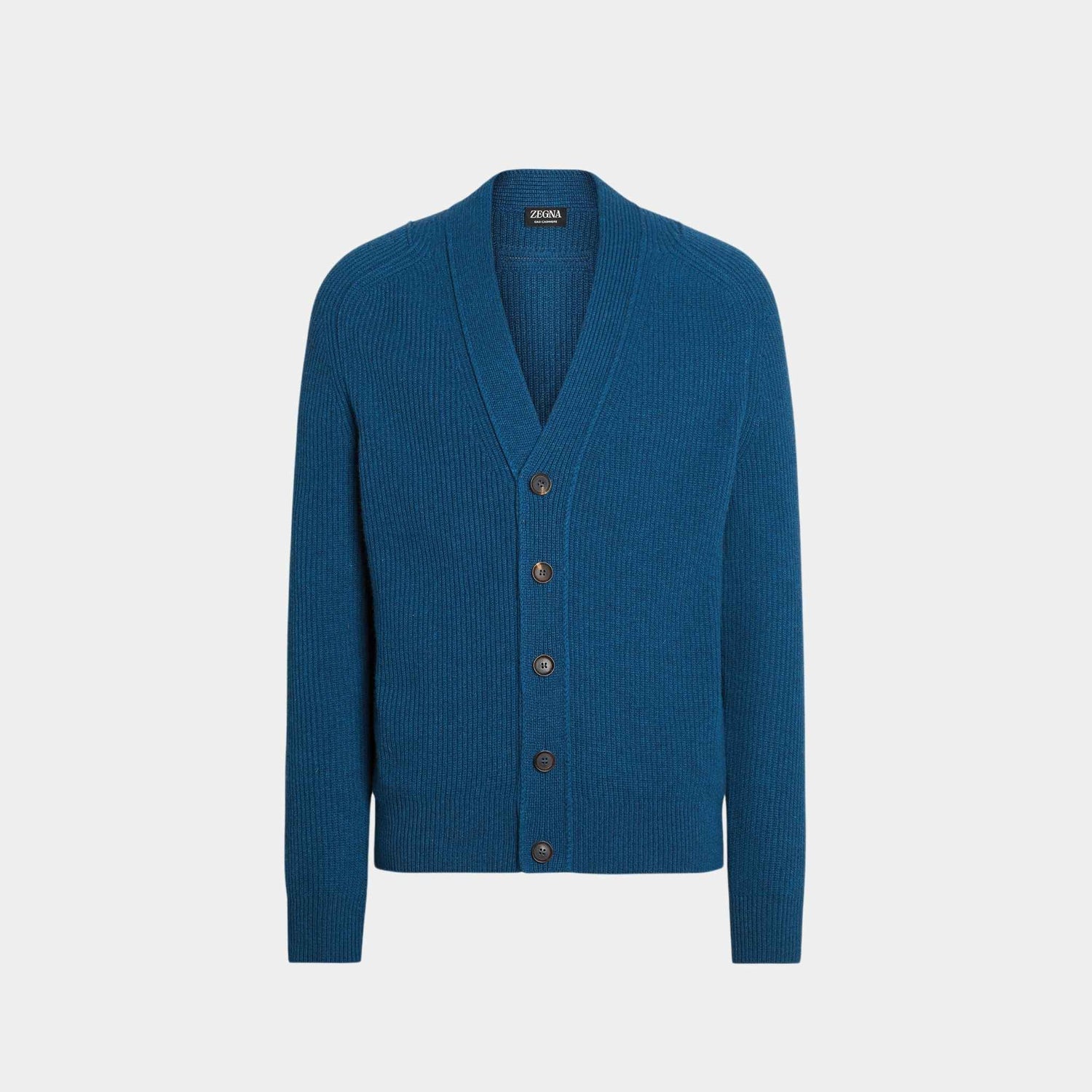 Zegna Oasi Cashmere Bright Teal Blue Cardigan, Front