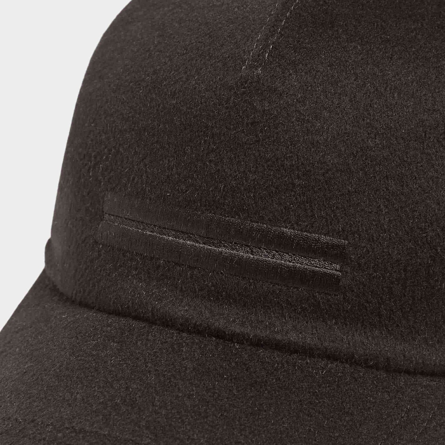 Zegna Oasi Cashmere Dark Brown Baseball Cap, Closeup