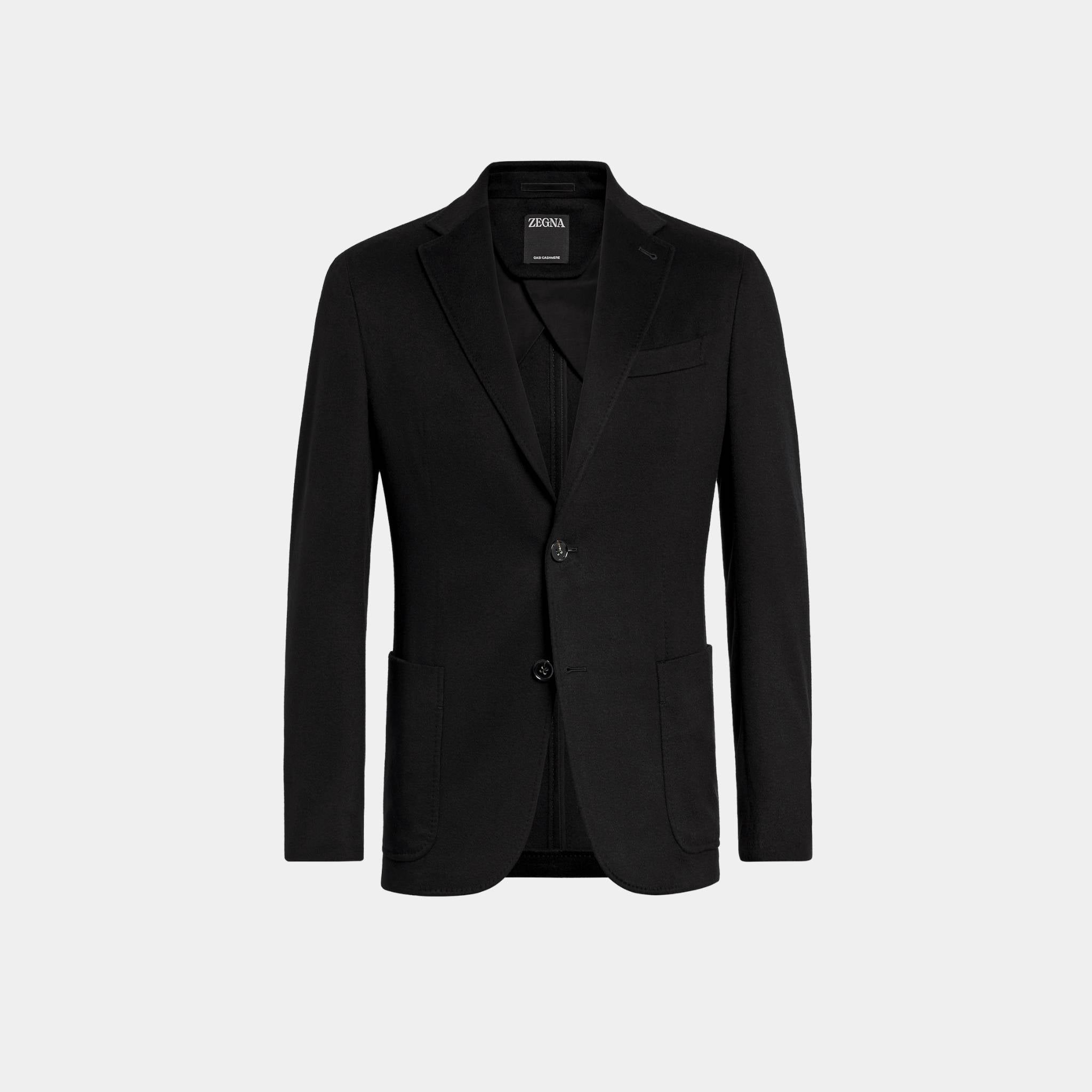 Zegna Oasi Cashmere Shirt Jacket, Black, Front