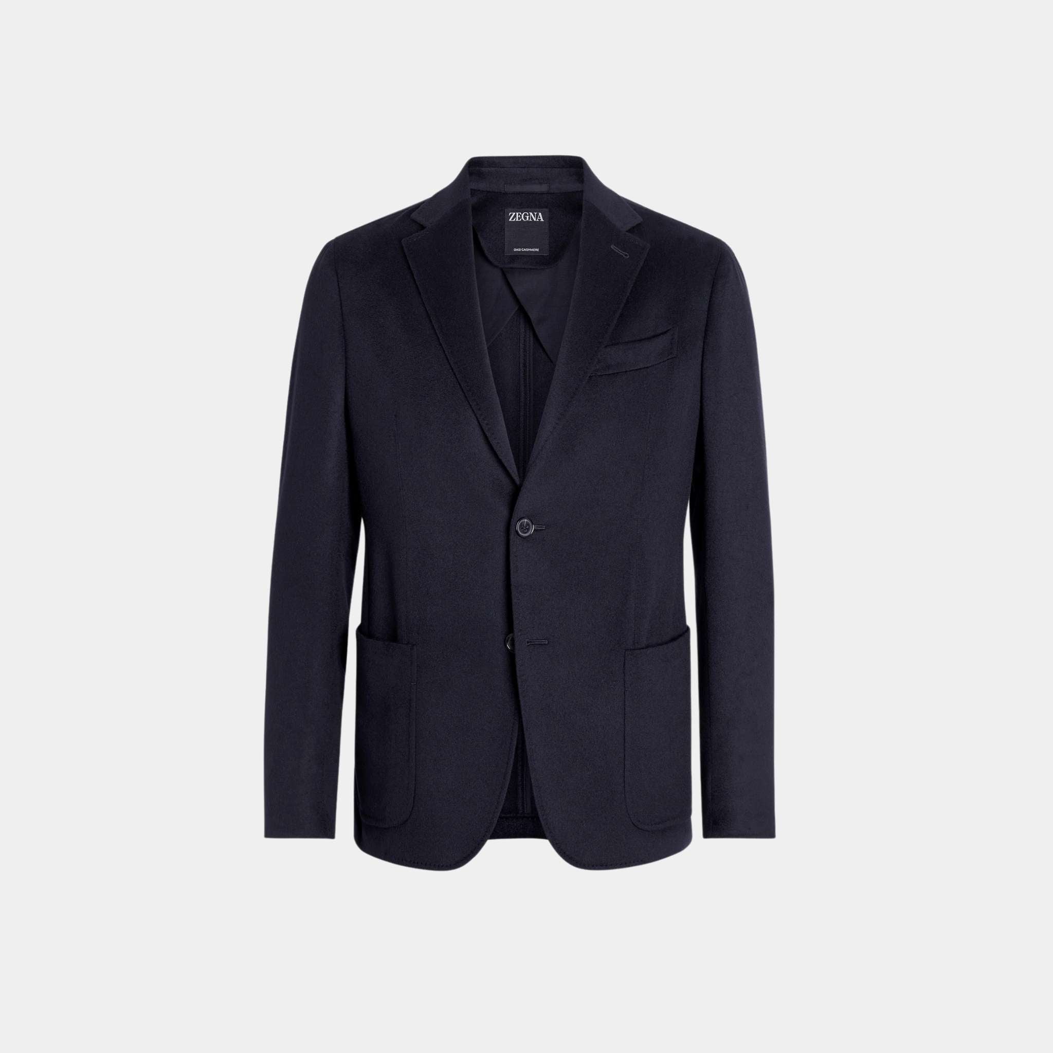 Zegna Oasi Cashmere Shirt Jacket, Navy Blue, Front