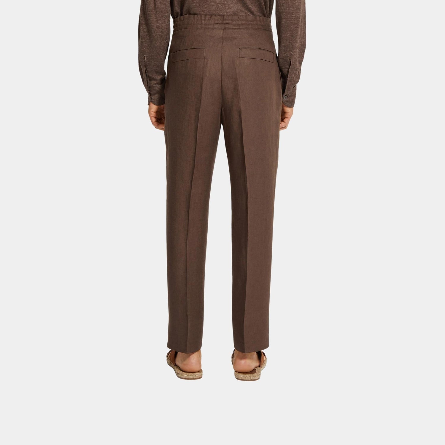 Zegna Oasi Lino Pants, Brown, Model, Back