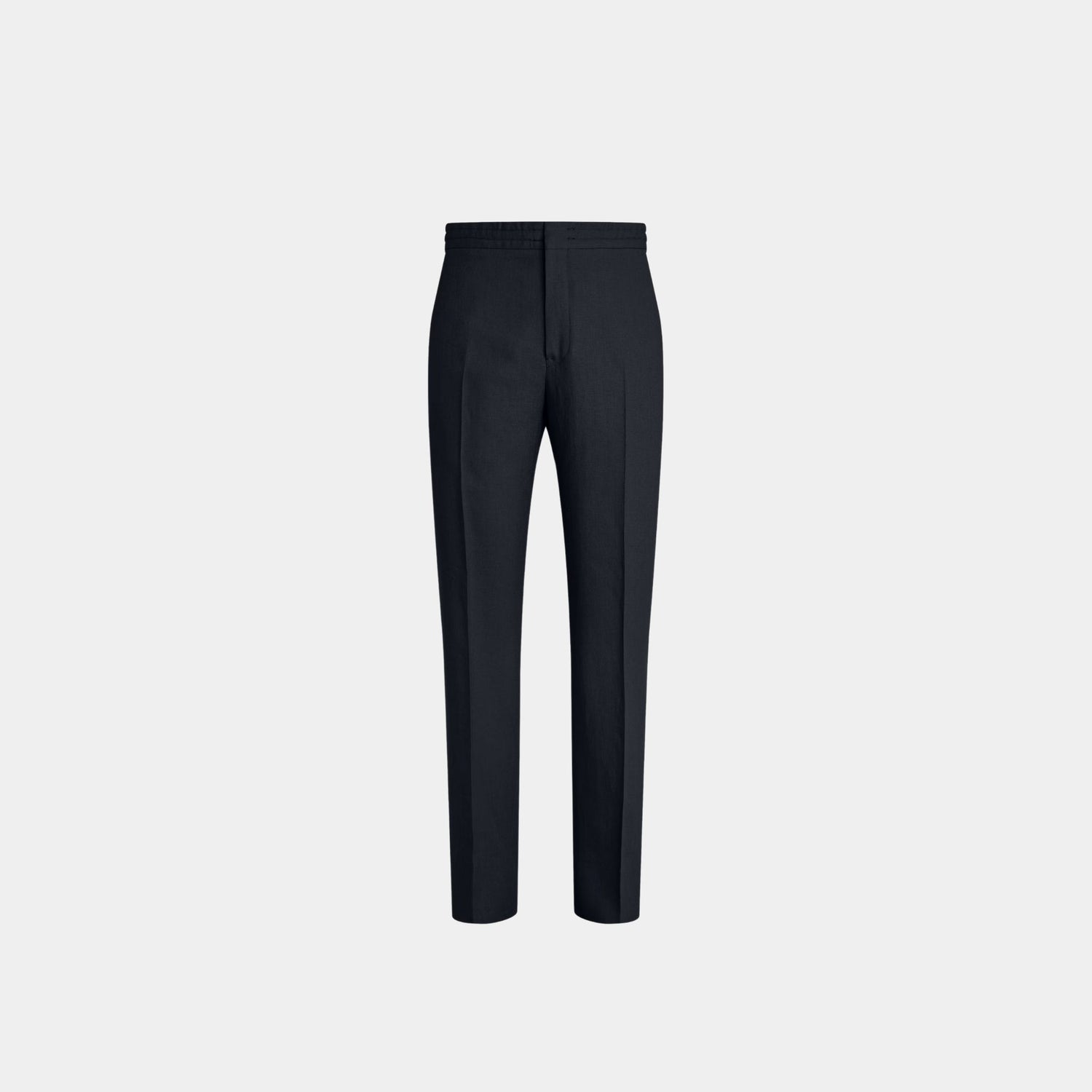 Zegna Oasi Lino Pants in Linen and Cupro, Navy Blue, Front