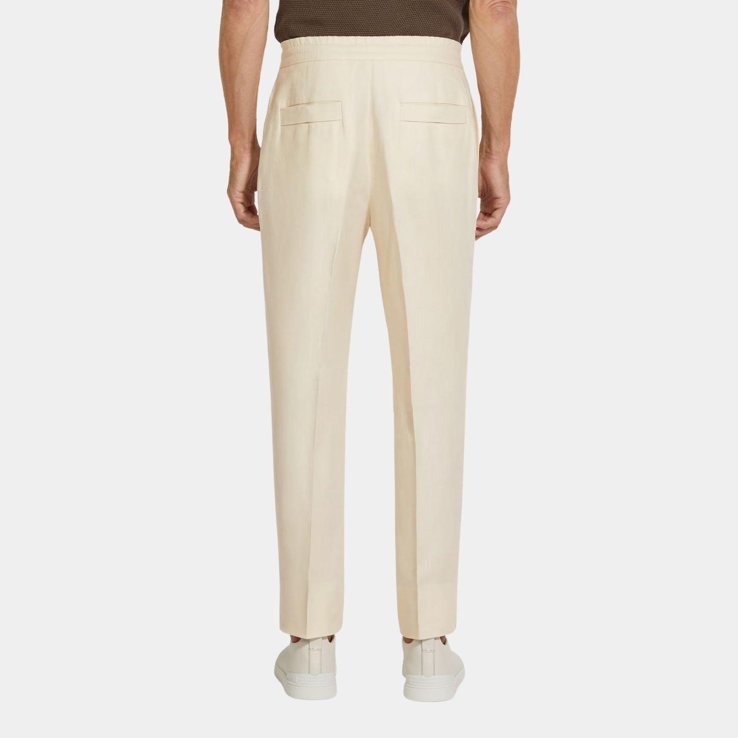 Zegna Oasi Lino Pants in Linen and Cupro, White, Back