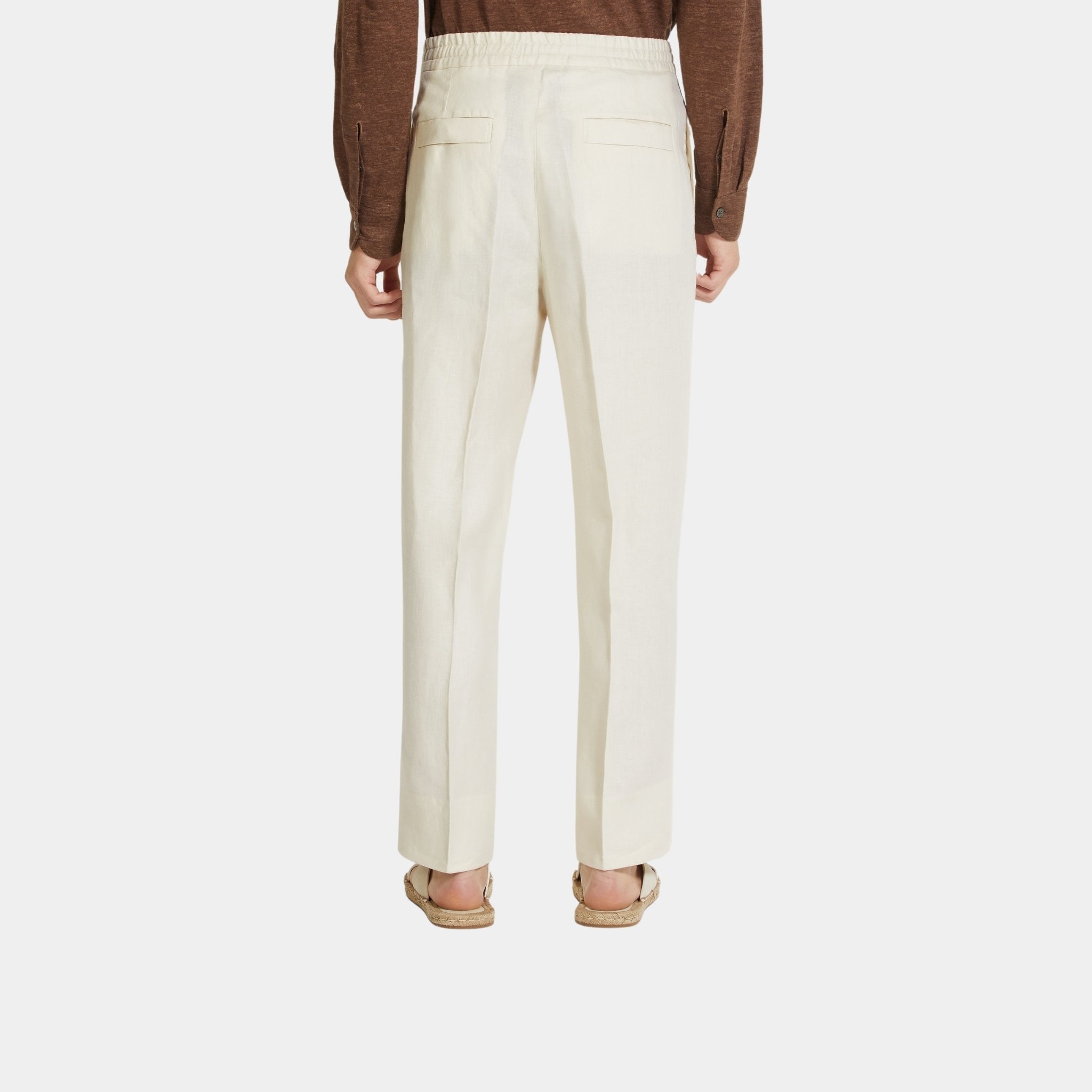 Zegna Oasi Lino Pants, Off White, Model, Back