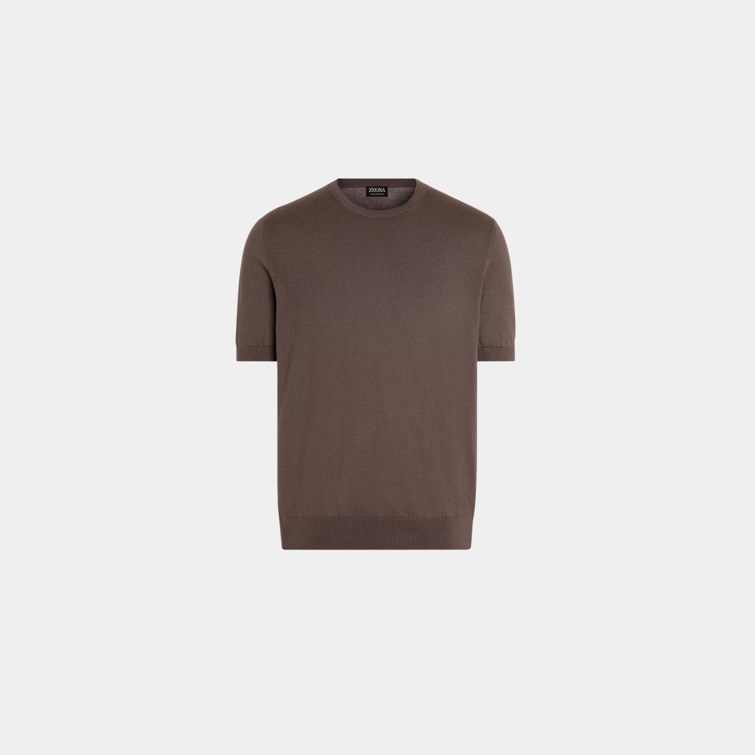 Zegna Premium Cotton Crewneck T-shirt, Light Taupe, Front