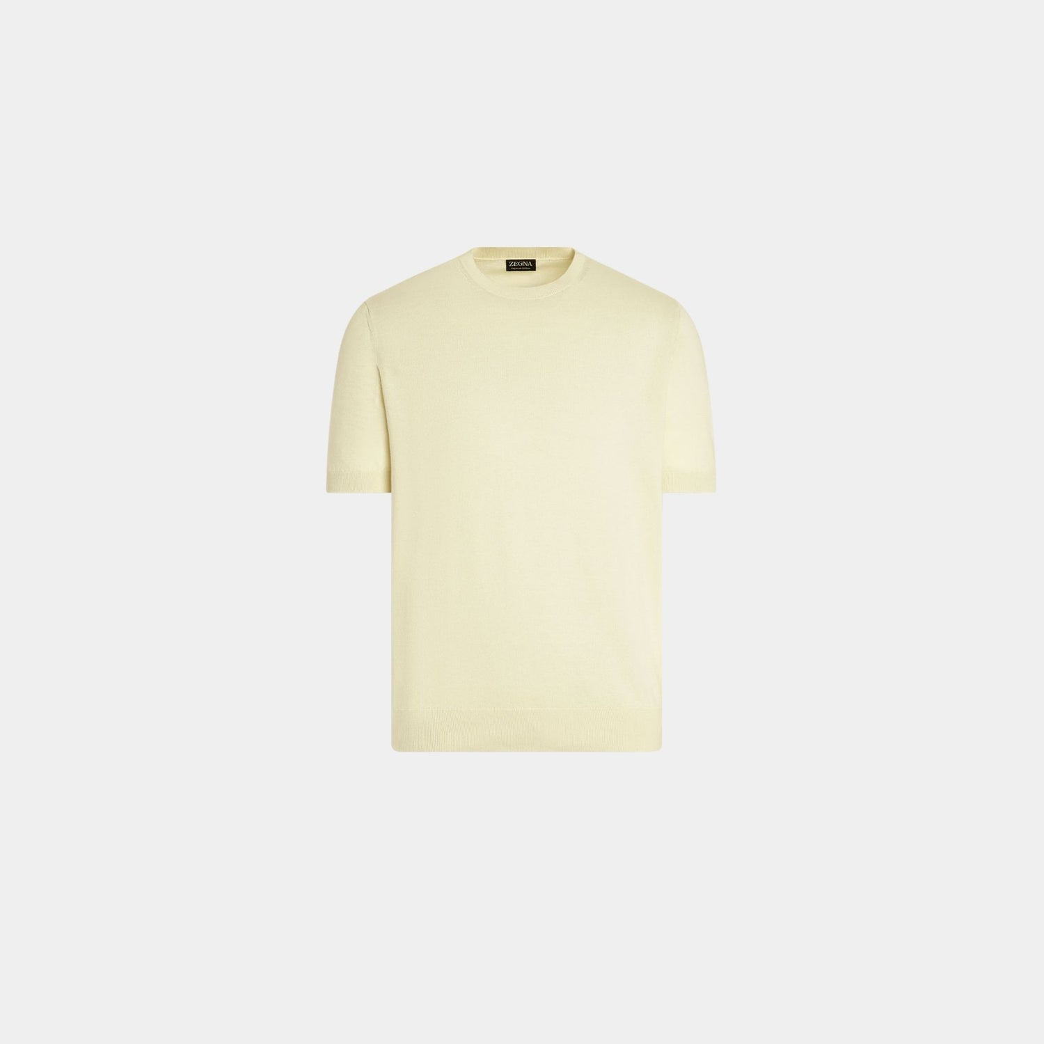 Zegna Premium Cotton Crewneck T-shirt, Light Yellow, Front