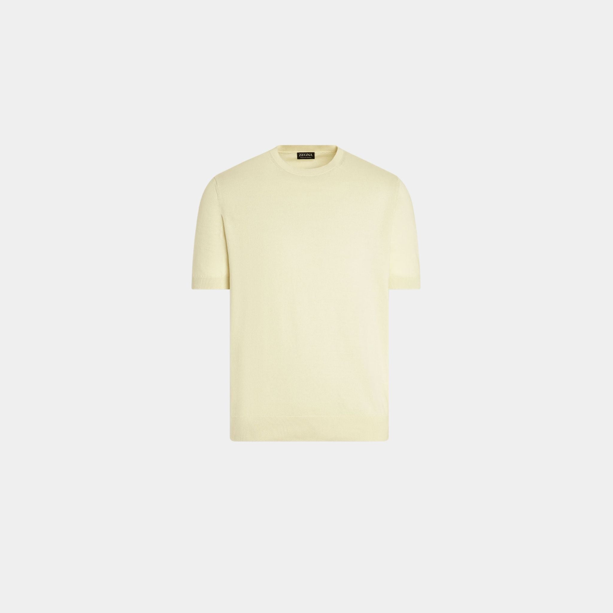 Zegna Premium Cotton Crewneck T-shirt, Light Yellow, Front