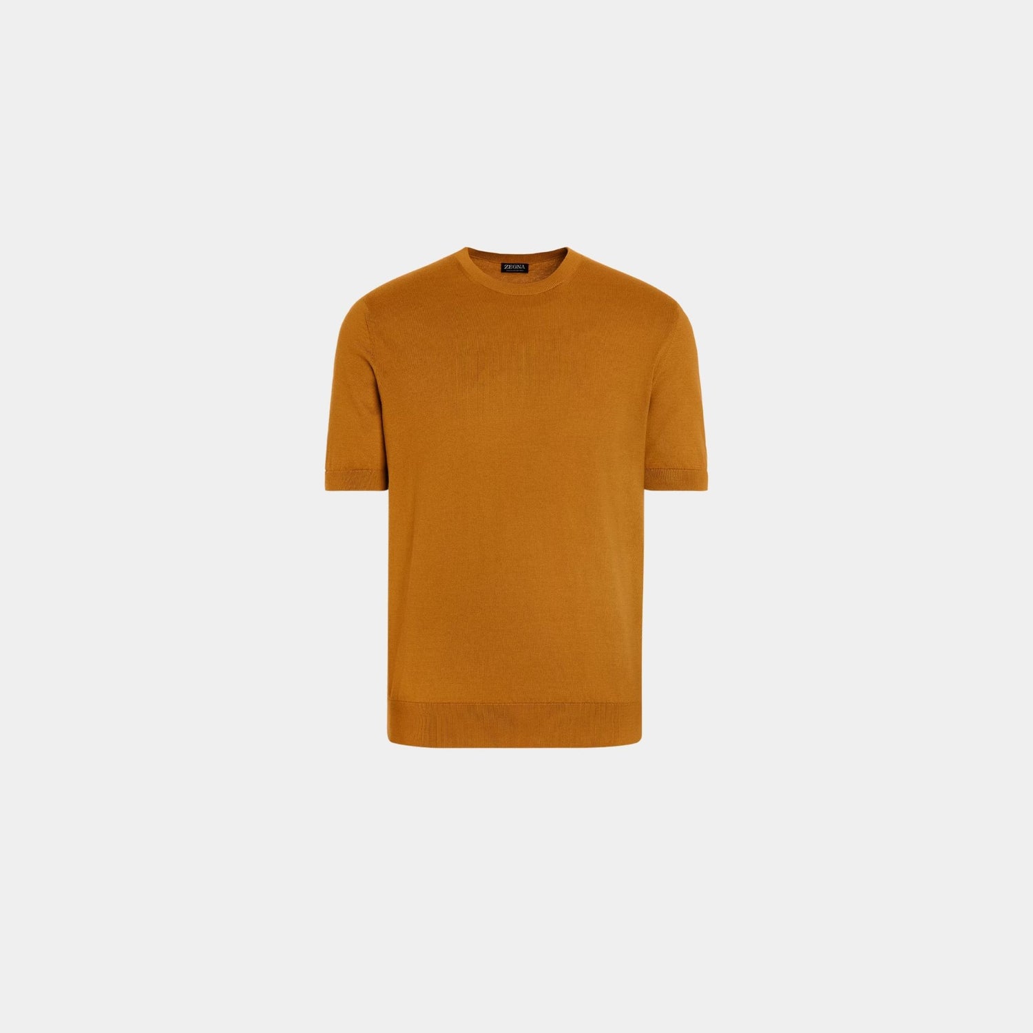Zegna Premium Cotton Crewneck T-shirt, Ochre, Front