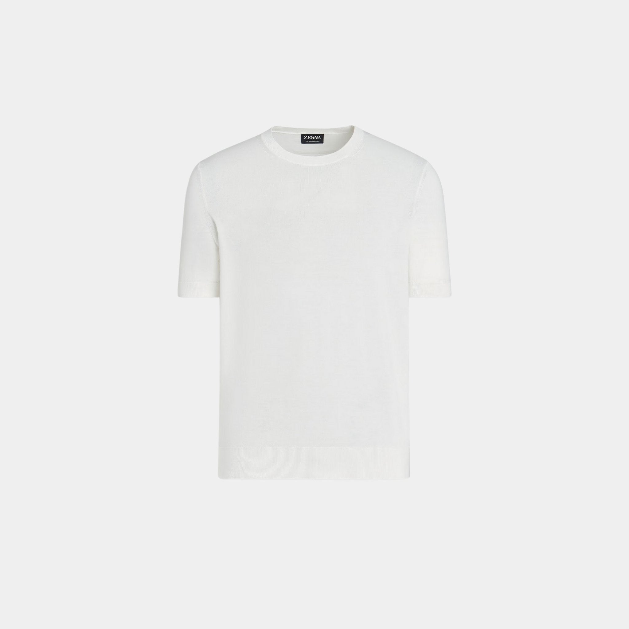 Zegna Premium Cotton Crewneck, White, Front
