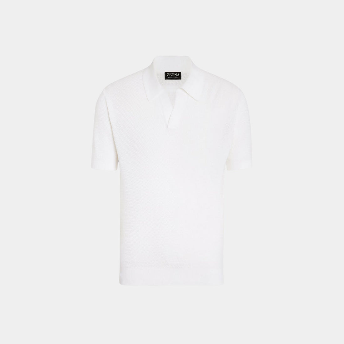Zegna Premium Cotton Polo Shirt, White, Front