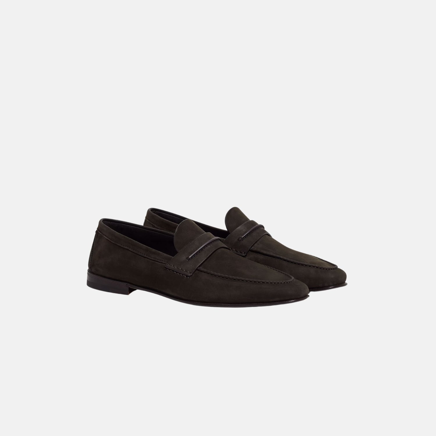 Zegna SECONDSKIN Mocassin Loafer, Dark Brown, Front