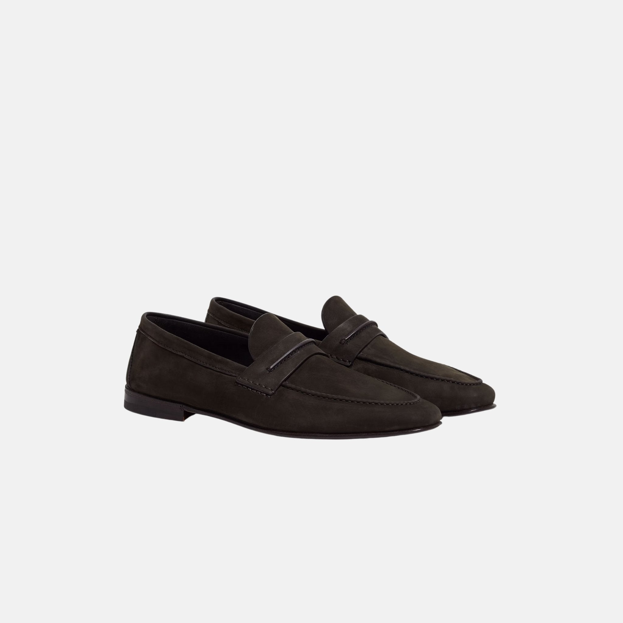 Zegna SECONDSKIN Mocassin Loafer, Dark Brown, Front