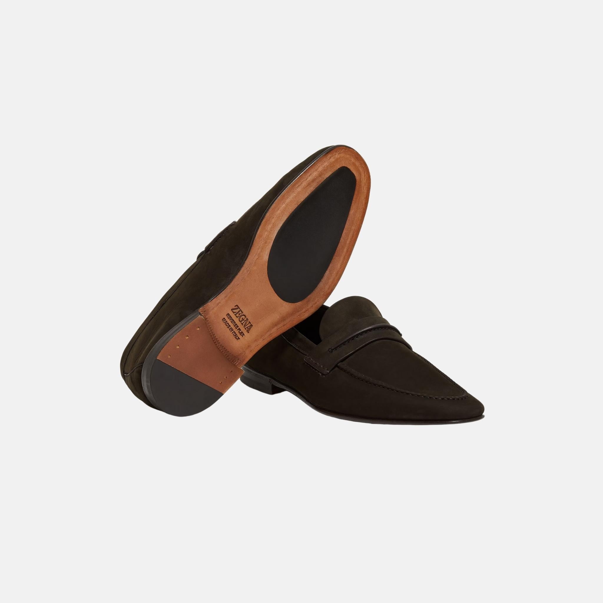 Zegna SECONDSKIN Mocassin Loafer, Dark Brown, Sole