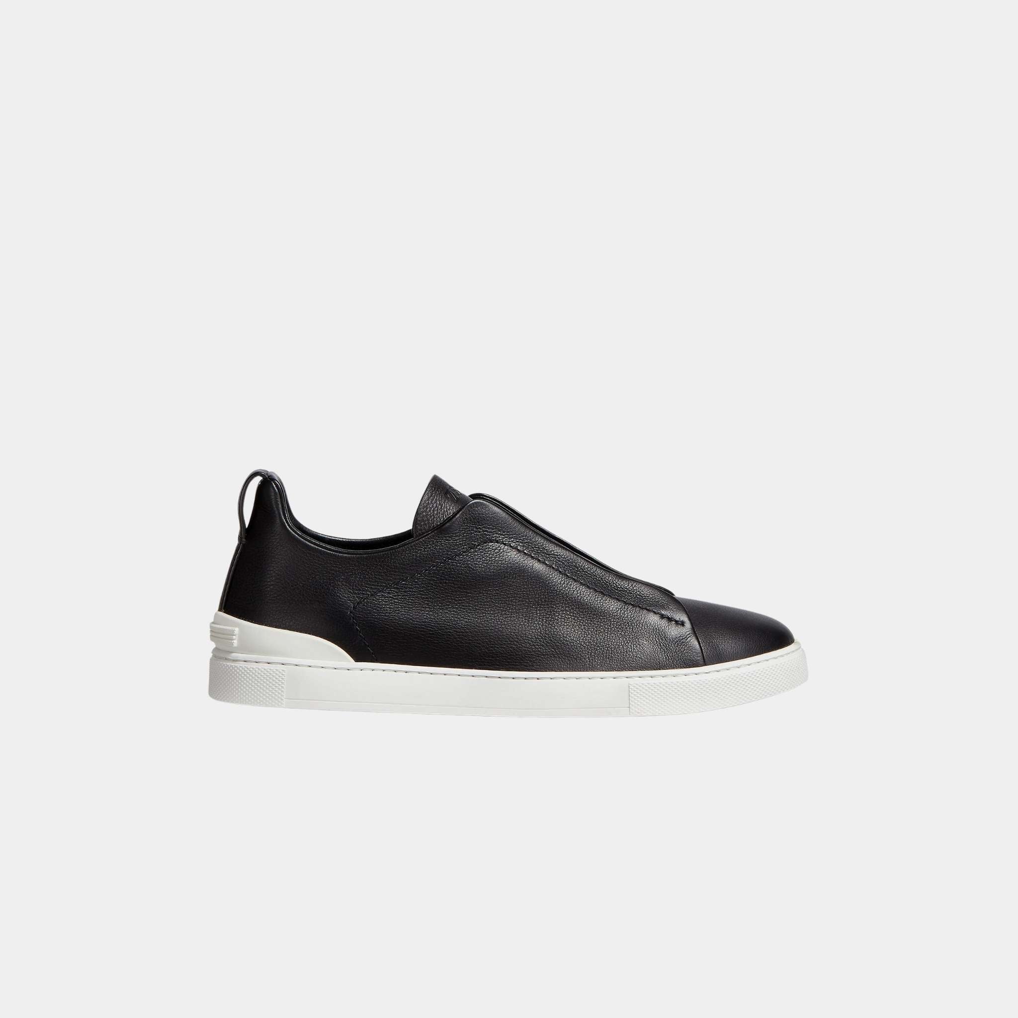 Zegna SECONDSKIN Triple Stitch Sneakers, Black, Side