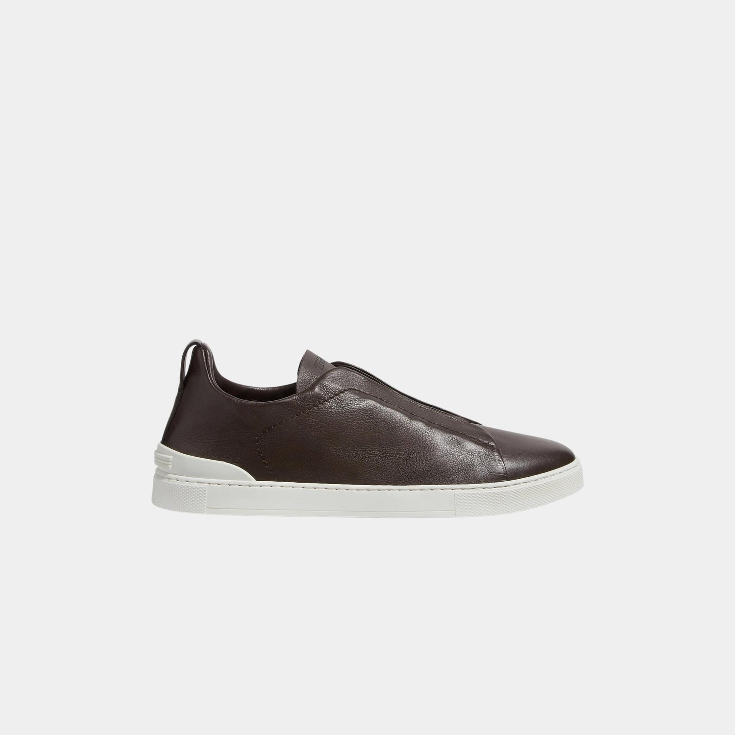 Zegna SECONDSKIN Triple Stitch Sneakers, Brown, Side