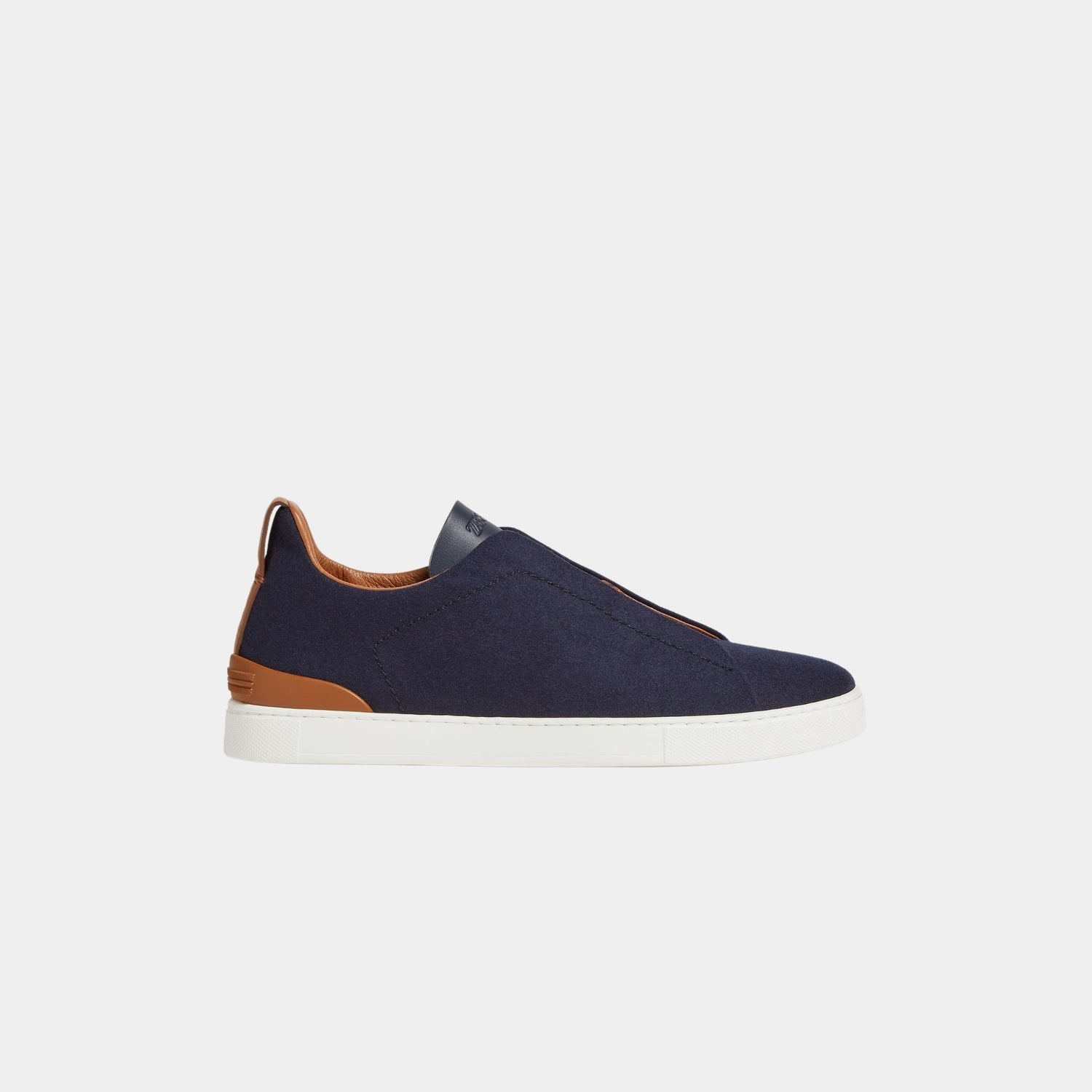 Zegna UseTheExisting Triple Stitch Sneakers, Navy Blue, Side